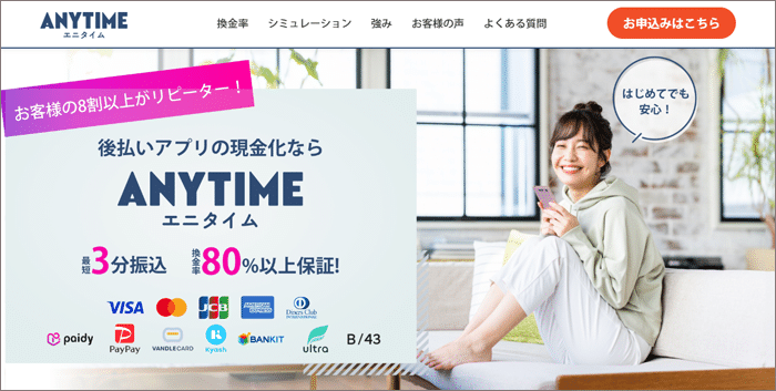 エニタイムの公式HPのファーストビュー