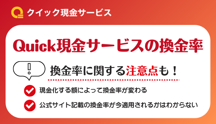 Quick現金サービスの換金率の特徴と注意点