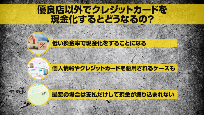 優良店以外でクレジットカードを現金化するとどうなるの？