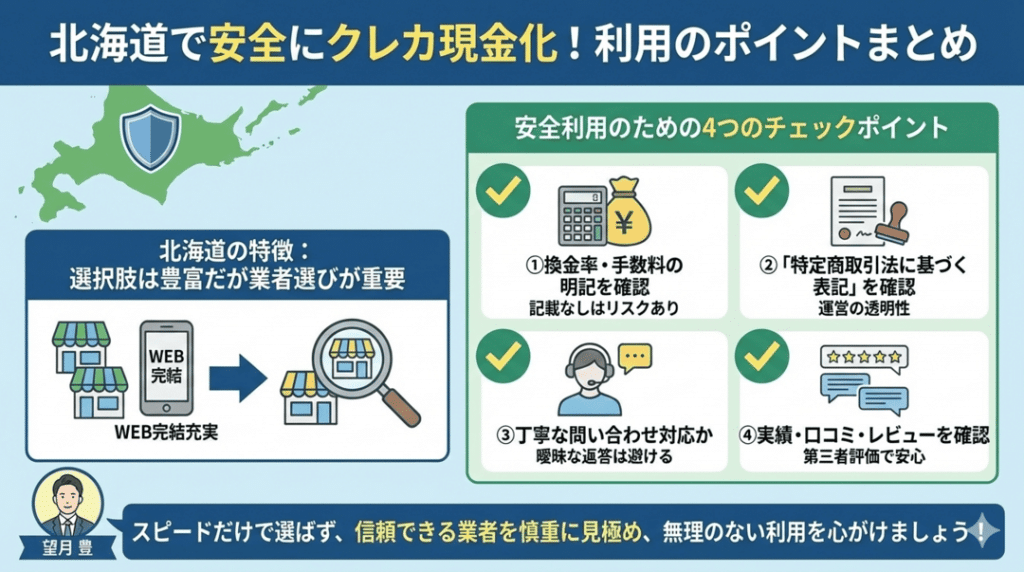 北海道でクレジットカード現金化を安全に利用するためのまとめ
