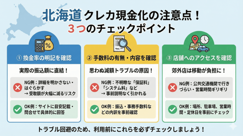 北海道でクレジットカード現金化を利用するときの注意点は？