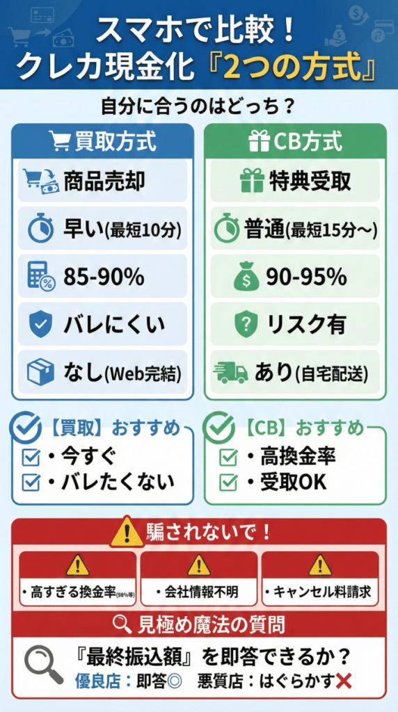 どっちが得？ 現金化の「2つの方式」徹底比較